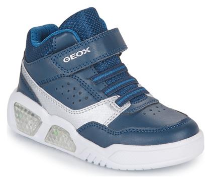 Παιδικά Sneakers High Illuminus Ανατομικά με Σκρατς Μπλε Geox