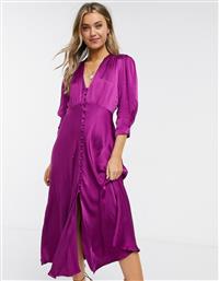 Ghost Maddison button front satin midi dress in purple από το Asos
