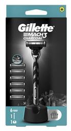 Mach 3 Charcoal Ξυραφάκι Σώματος με Ανταλλακτικές Κεφαλές 3 Λεπίδων & Λιπαντική Ταινία 6τμχ Gillette