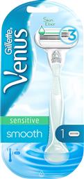 Gillette Venus Sensitive Smooth Skin Elixir Ξυραφάκι Σώματος με Ανταλλακτική Κεφαλή 3 Λεπίδων και Λιπαντική Ταινία για Ευαίσθητες Επιδερμίδες