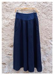 Γυναικεία Λινή Παντελόνα Navy Μπλε - Perfectdress