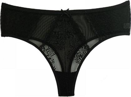Γυναικείο string plus size Cotton Hill Τούλι - Δαντέλα Μαύρο από το Suc