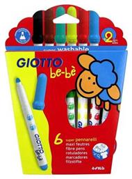 Giotto Bebe Πλενόμενοι Μαρκαδόροι Ζωγραφικής σε 6 Χρώματα