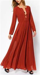Glamorous Rust Φόρεμα με Κορδόνια από το Buldoza