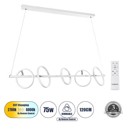 Circolare Κρεμαστό Φωτιστικό Λευκό 120x25x25εκ. GloboStar