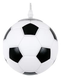Football Μονόφωτο Παιδικό Φωτιστικό Κρεμαστό από Γυαλί με Υποδοχή E27 Μαύρο/Λευκό 15x18cm GloboStar