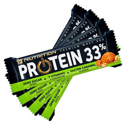 Premium Whey Μπάρα με 33% Πρωτεΐνη & Γεύση Salted Caramel 25x50gr Go On Nutrition