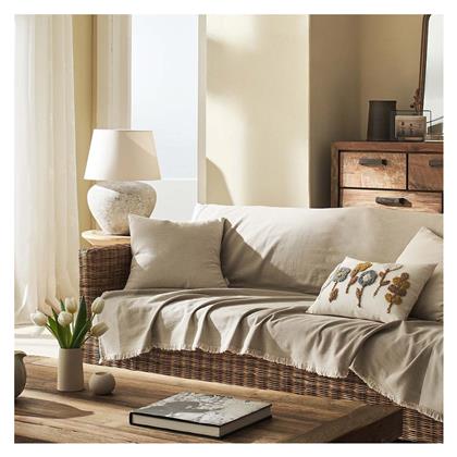 Ριχτάρι Τριθέσιου Καναπέ Rukia 269 170x310εκ. Natural Beige/off White Gofis Home