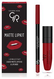 Matte LipKit Σετ Μακιγιάζ με Κραγιόν Scarlet Red Golden Rose