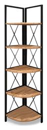 Γωνιακή Ραφιέρα Δαπέδου Kelsie 33x33x162εκ. Μαύρο / Pine Oak - Megapap