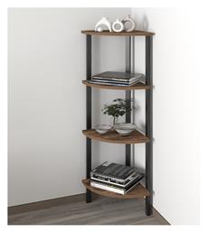 Γωνιακή Βιβλιοθήκη Lela 34x34x125εκ. Μαύρο - καπνιστή καρυδιά - Megapap