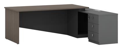 Γωνιακό Επαγγελματικό Γραφείο Denith 220x180x75εκ. Ανθρακί-Καρυδί - Pakketo