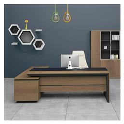Γωνιακό Επαγγελματικό Γραφείο Proline 180x160x75εκ. Καρυδί/μαύρο - Woodwell