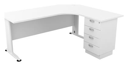 Γωνιακό Επαγγελματικό Γραφείο Superior Compact 180x70x75εκ. Λευκό - Woodwell