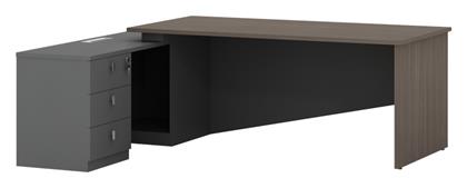 Γωνιακό Γραφείο Denith 220x180x75εκ. Ανθρακί-Καρυδί - Pakketo