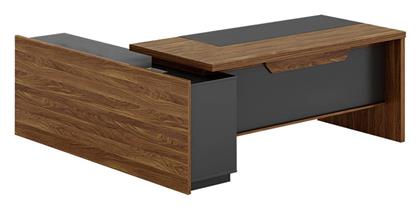 Γωνιακό Γραφείο Oscar 200x180x76εκ. Γκρι / Καρυδί - Pakketo