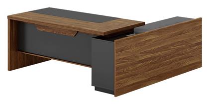 Γωνιακό Γραφείο Oscar 200x180x76εκ. Γκρι / Καρυδί - Pakketo