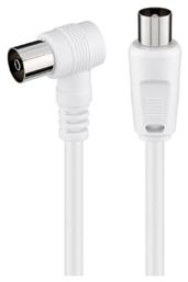 Antenna Cable Coax male - Coax female 90° Λευκό 5m (11714) Goobay