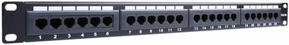 Patch Panel για Rack 1U 19'' 24 Θυρών cat5e Μαύρο Goobay