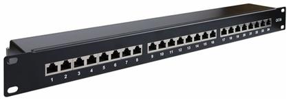 Patch Panel για Rack 1U 19'' 24 Θυρών cat6a Μαύρο Goobay