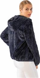 Γούνινο μπουφάν με κουκούλα - Μπλε από το Issue Fashion