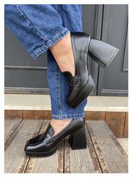 Γόβες τύπου loafers με χοντρό τακούνι - Μαύρο - Issue Fashion