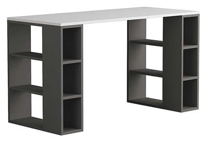 Γραφείο Colmar με Βιβλιοθήκη 140x60x75εκ. Ανθρακί / Λευκό - Megapap