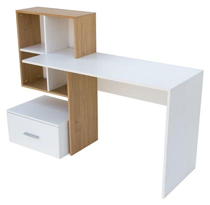 Γραφείο Deskho με Βιβλιοθήκη 149x50x105εκ. Λευκό / Φυσικό - Alphab2b