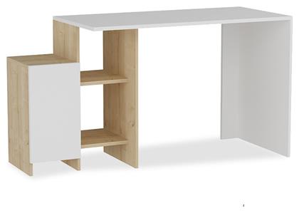 Γραφείο Kely με Βιβλιοθήκη 113x45x74εκ. Λευκό-Φυσικό - Pakketo