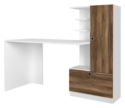 Γραφείο Merino με Βιβλιοθήκη 149.5x61.8x120εκ. Λευκό / Καρυδί - Megapap