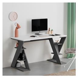 Γραφείο Papillon με Βιβλιοθήκη 137x60x75εκ. Ανθρακί - Λευκό - Megapap