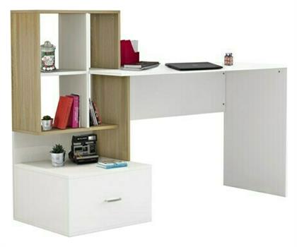 Γραφείο Syndya με Βιβλιοθήκη 149x48x105εκ. Λευκό / Sonoma - HomeMarkt