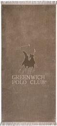 Greenwich Polo Club Πετσέτα Θαλάσσης Παρεό με Κρόσσια Καφέ 190x90εκ.