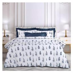 Σετ Υπέρδιπλο 4τμχ 240x260εκ. Essential 2183 Λευκό-μπλε Greenwich Polo Club