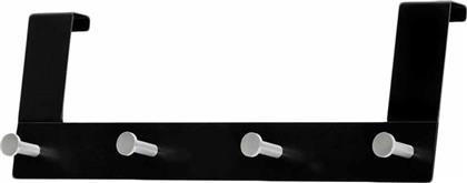 Κρεμάστρα Πόρτας Ανοξείδωτη 4 Θέσεων Μαύρη 40x3.5x13εκ. Grekon