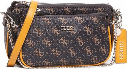 Guess Arie Double HWSG7885700 Γυναικεία Τσάντα Χιαστί σε Καφέ χρώμα από το MyShoe