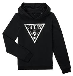 Fleece Παιδικό Φούτερ με Κουκούλα Μαύρο Guess