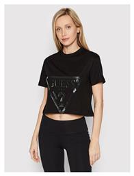Γυναικείο Crop Top Κοντομάνικο Καλοκαιρινό Μαύρο Guess