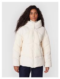 Κοντό Γυναικείο Puffer Μπουφάν για Χειμώνα Ecru Guess