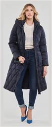 Lucille Μακρύ Γυναικείο Puffer Μπουφάν για Χειμώνα Navy Μπλε Guess