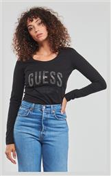 Μακρυμάνικη Γυναικεία Μπλούζα Μαύρη Guess