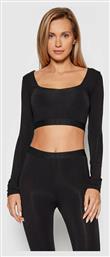 Guess Μακρυμάνικο Crop Top Μαύρο από το Plus4u