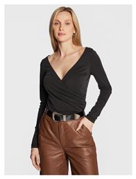 Μακρυμάνικο Γυναικείο Κρουαζέ Top Μαύρο Guess