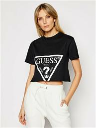 Guess Κοντομάνικο Crop Top Μαύρο από το Modivo