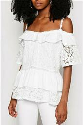 Guess Off-Shoulder Γυναικείο Top Λευκό από το Spartoo