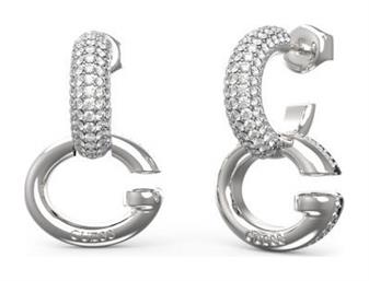 Oh My G Σκουλαρίκια Κρίκοι από Ατσάλι με Πέτρες Guess
