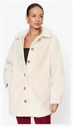 Sherpa Γυναικείο Λευκό Παλτό με Κουμπιά Guess