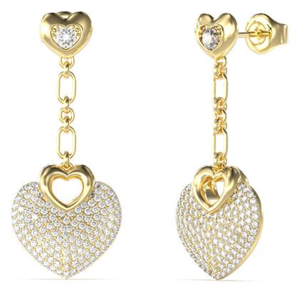 Σκουλαρίκια Κρεμαστά από Ατσάλι Επιχρυσωμένα με Πέτρες Guess