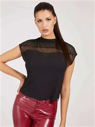 Guess Βραδινό Αμάνικο Γυναικείο Top με Δαντέλα Μαύρο από το Troumpoukis