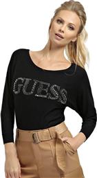 Guess Μακρυμάνικο Γυναικείο Top Μαύρο από το Plus4u